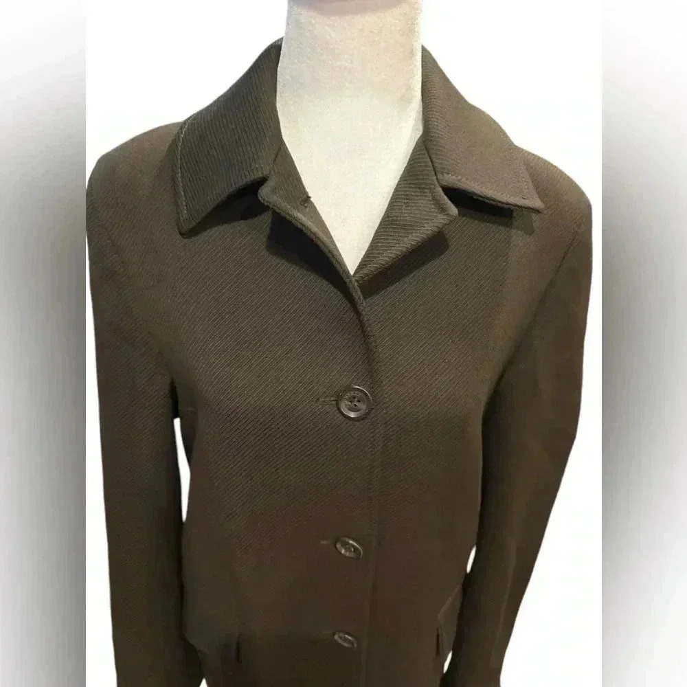 Burberry brown long overcoat jacket Womens size US 6 - Picture 8 of 16